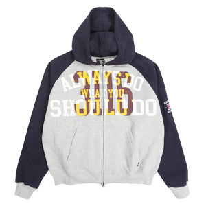 Jersey Raglan Zip YP Hoodie - Grey