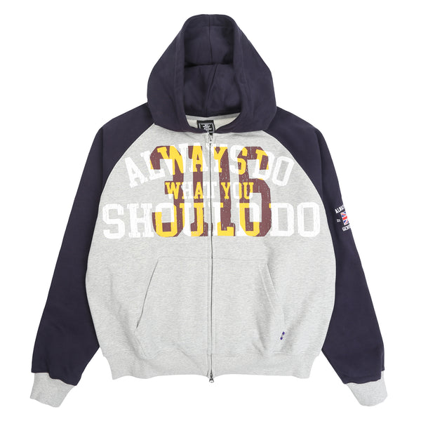 Jersey Raglan Zip YP Hoodie - Grey