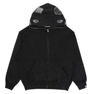 Garment Dye Shark Full Zip Hoodie - Black