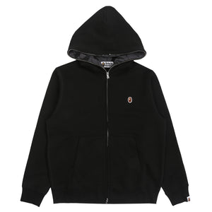 One Point Full Zip Hoodie - Black