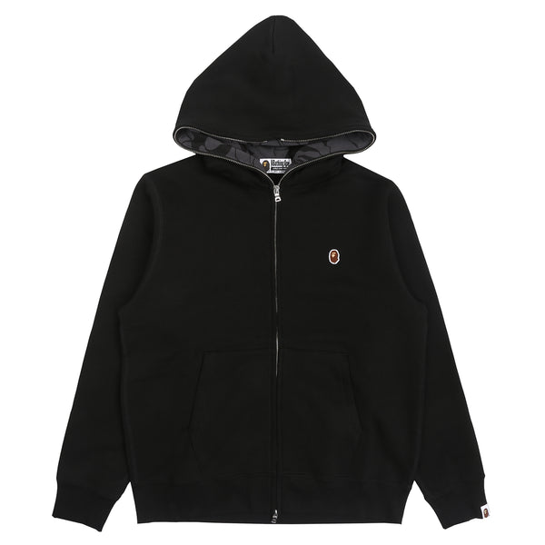 One Point Full Zip Hoodie - Black