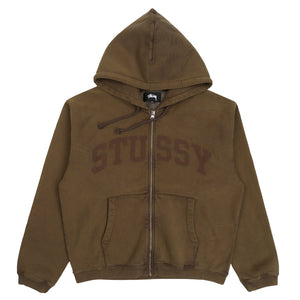 Faded Graphic Zip Hood - Olive