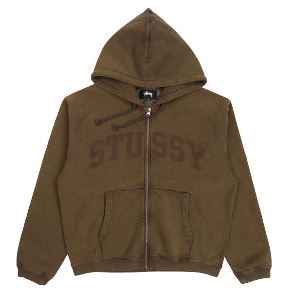 Faded Graphic Zip Hood - Olive
