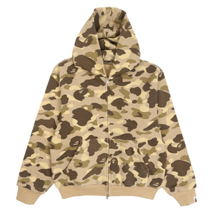 Color Camo Washed Cropped Zip Hoodie - Brown