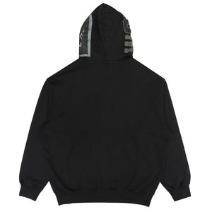 Garment Dye Shark Full Zip Hoodie - Black