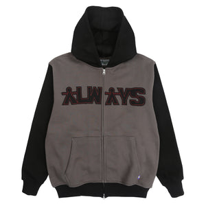 Human Applique Zip Up Hood - Black
