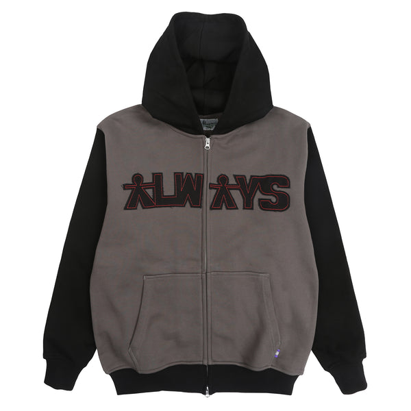 Human Applique Zip Up Hood - Black