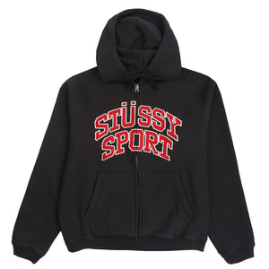 Stussy Sport Zip Hood - Washed Black