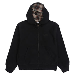 Plaid Lined Zip Hood - Black