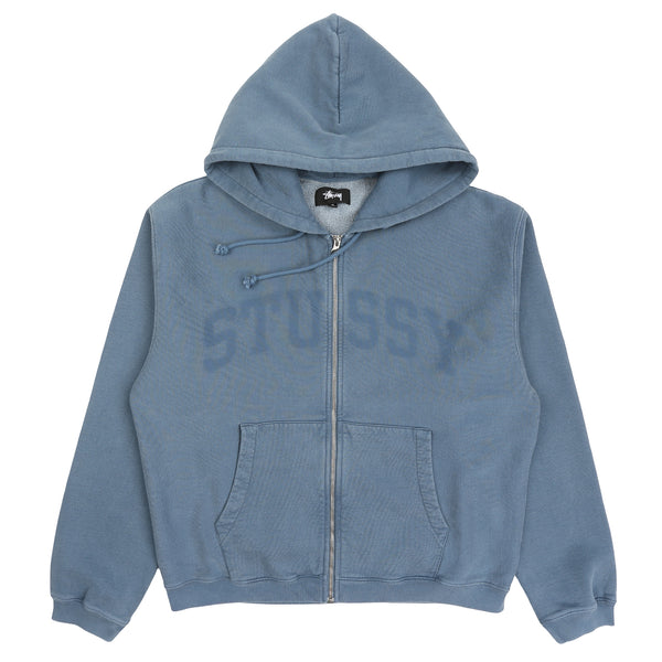 Faded Graphic Zip Hood - Washed Navy