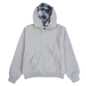 Plaid Lined Zip Hood - Grey Heather