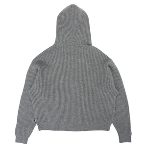 Waffle Cashmere Zip Hood - Charcoal