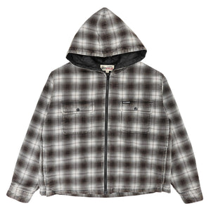 Zip Hooded Plaid Shirt - Charcoal
