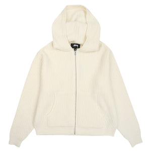 Waffle Cashmere Zip Hood - Ivory