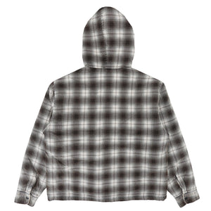 Zip Hooded Plaid Shirt - Charcoal