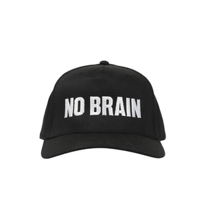 No Brain 6 Panel Snapback - Black