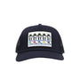 Spike Repeat Emb 5 Panel Mesh Hat - Navy