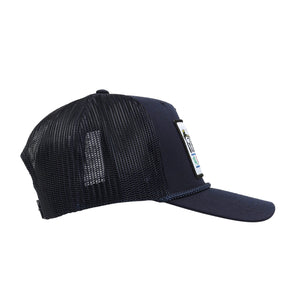 Spike Repeat Emb 5 Panel Mesh Hat - Navy