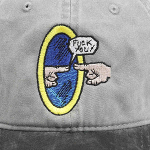 Fuck You Embroidered 6 Panel Hat - Grey