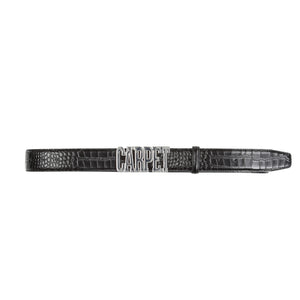 Crocskin Leather Belt - Black