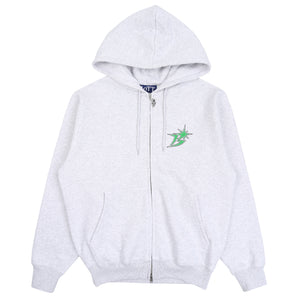 B Logo Zip Hoodie - Ash/Green