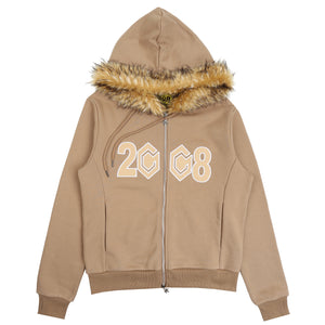 8Cube Fur Zip Up - Brown