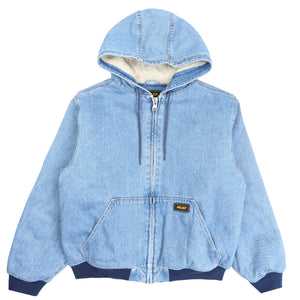 HOODED SHERP JACKET - DISTRESSED LIGHT STONE WASH