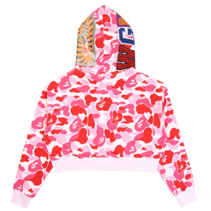 W' ABC Camo Glitter Shark Cropped Zip - Pink