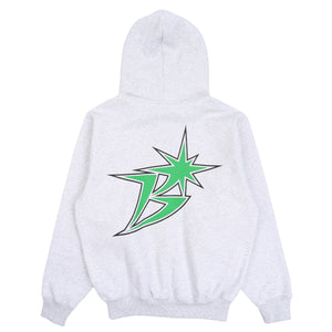 B Logo Zip Hoodie - Ash/Green