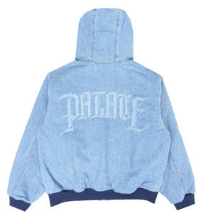 HOODED SHERP JACKET - DISTRESSED LIGHT STONE WASH