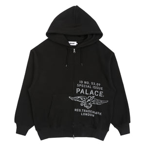 Dove Stamp Waffle Zip Hood - Black
