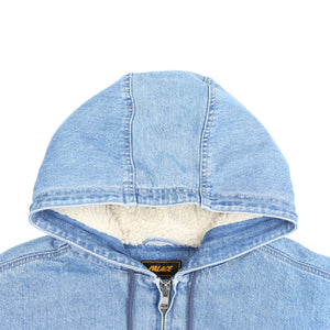 HOODED SHERP JACKET - DISTRESSED LIGHT STONE WASH
