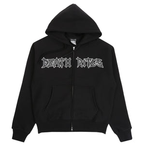 Script Zip Hooded Sweater - Black