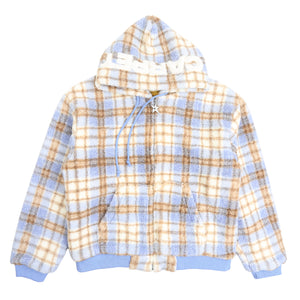 Plaid Fleece Jacket - Baby Blue