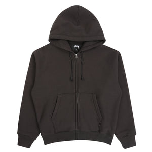 Cursive Applique Zip Hood - Black