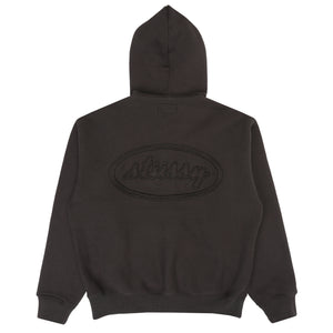 Cursive Applique Zip Hood - Black