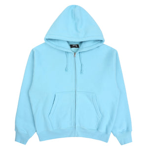 Cursive Applique Zip Hood - Aqua