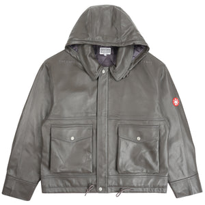 Leather Zip Jacket - Grey