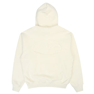 Cursive Applique Zip Hood - Natural