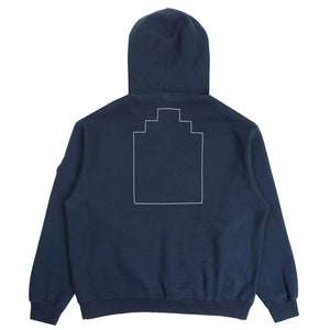 Neck Snap DBL Knit Hoody - Navy