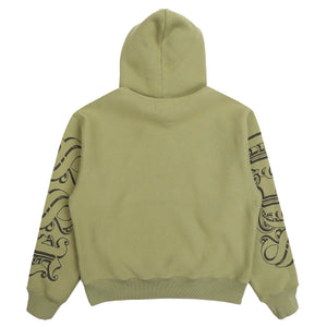 Motif Print Hood - Moss