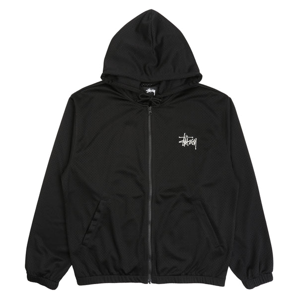 Athletic Mesh Zip Hood -  Black
