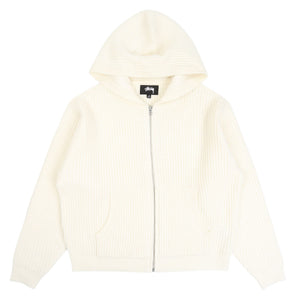 Waffle Cashmere Zip Hood - Ivory