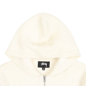 Waffle Cashmere Zip Hood - Ivory