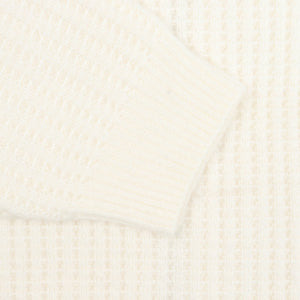 Waffle Cashmere Zip Hood - Ivory