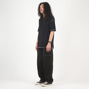 Cotton Satin Garment Treated Pants - Black