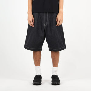 Cotton Nylon Twill Shorts - Navy/White