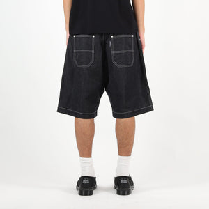 Cotton Nylon Twill Shorts - Navy/White