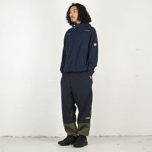 Neck Snap DBL Knit Hoody - Navy