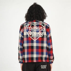 Wool Check Shirt Jacket - Red